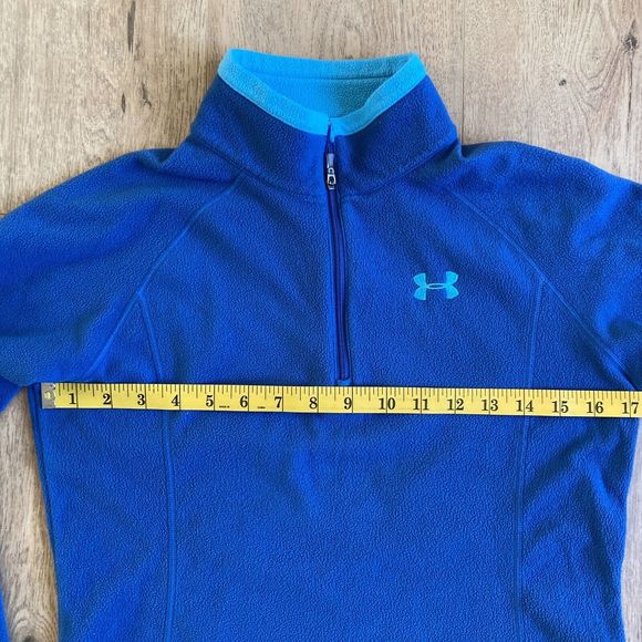 Under Armour Womens 1/4 Zip Fleece Pullover 2 Tone Blue Aqua Size Small - Picture 5 of 8